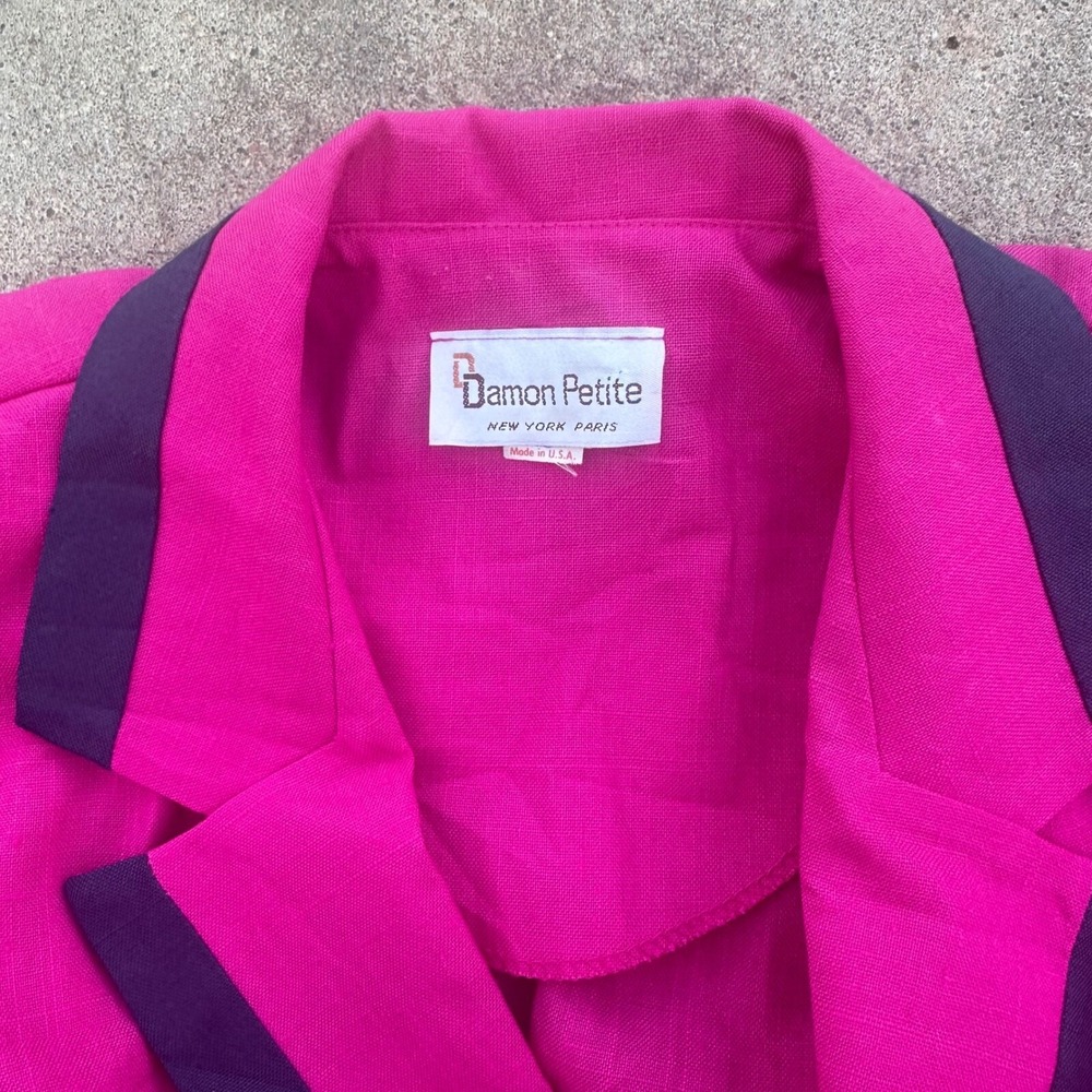 Damon Petite Vintage 80s Dress Double Breasted Pink Career Party Size 4 - Picture 2 of 13